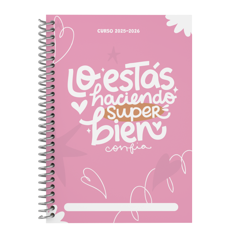 Agenda Escolar Liderpapel 25-26 Espiral Basic Azul Oscuro Dia Pagina A5 Bilingue Papel Fsc 70 Gr