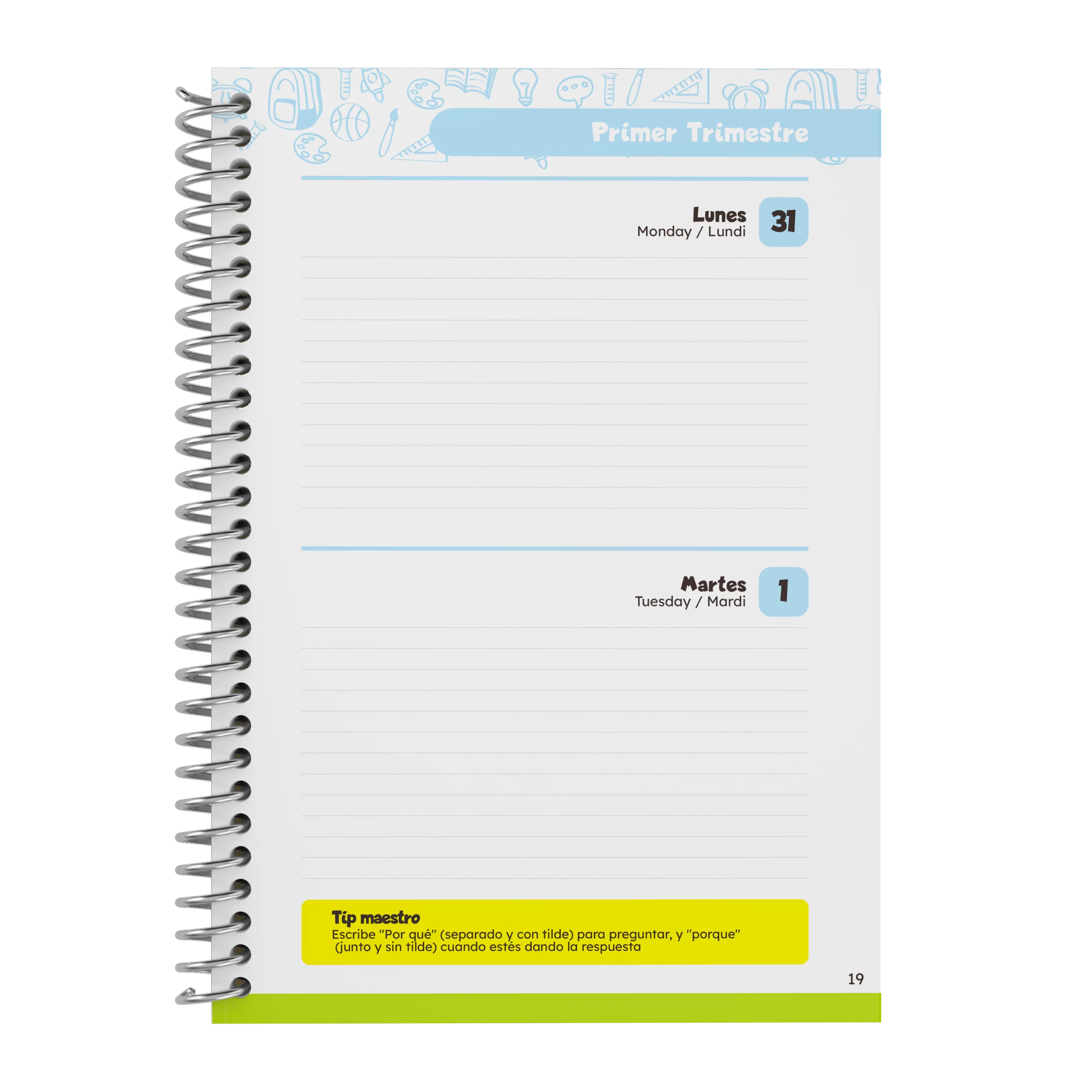 Portada de agenda escolar modelo Rumbo a la aventura